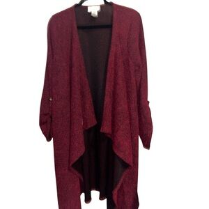SALE!!!  Janette Plus Deep Red Open-Front Cardigan